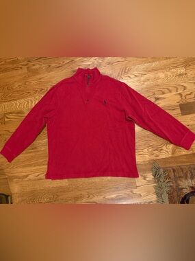 Polo by Ralph Lauren Bright Red Quarter-Zip Sweater Size XL